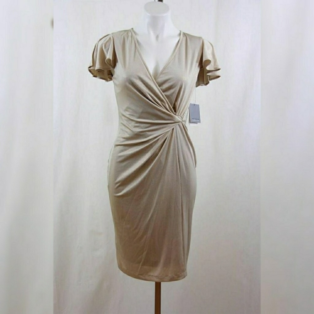 Marc New York NEW Light Gold Short Sleeves Dress